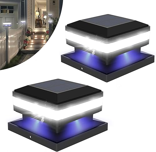 Sumaote Luces solares para postes de 160 lúmenes, 52 LED, luces para postes de madera de 4 x 4, 5 x 5, 6 x 6, impermeable IP65 para jardín, porche,
