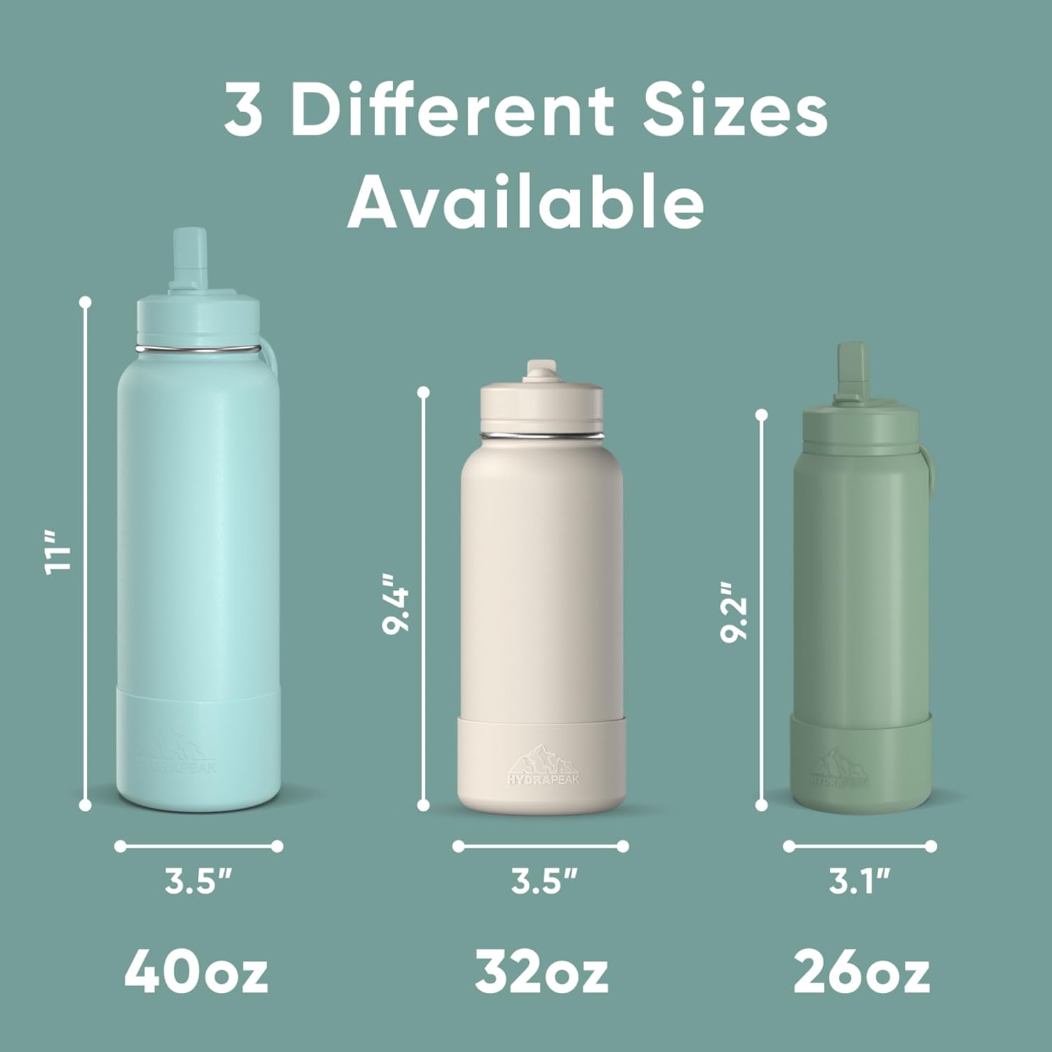 Hydrapeak 32oz Sport Insulated Water Bottle with Straw Lid, Leak & Spill Proof, Keeps Drinks Cold for 24 Hours, Hot for 12 Hours, Premium Stainless Steel Water Bottles (32oz, Pale Sage) - Image 5