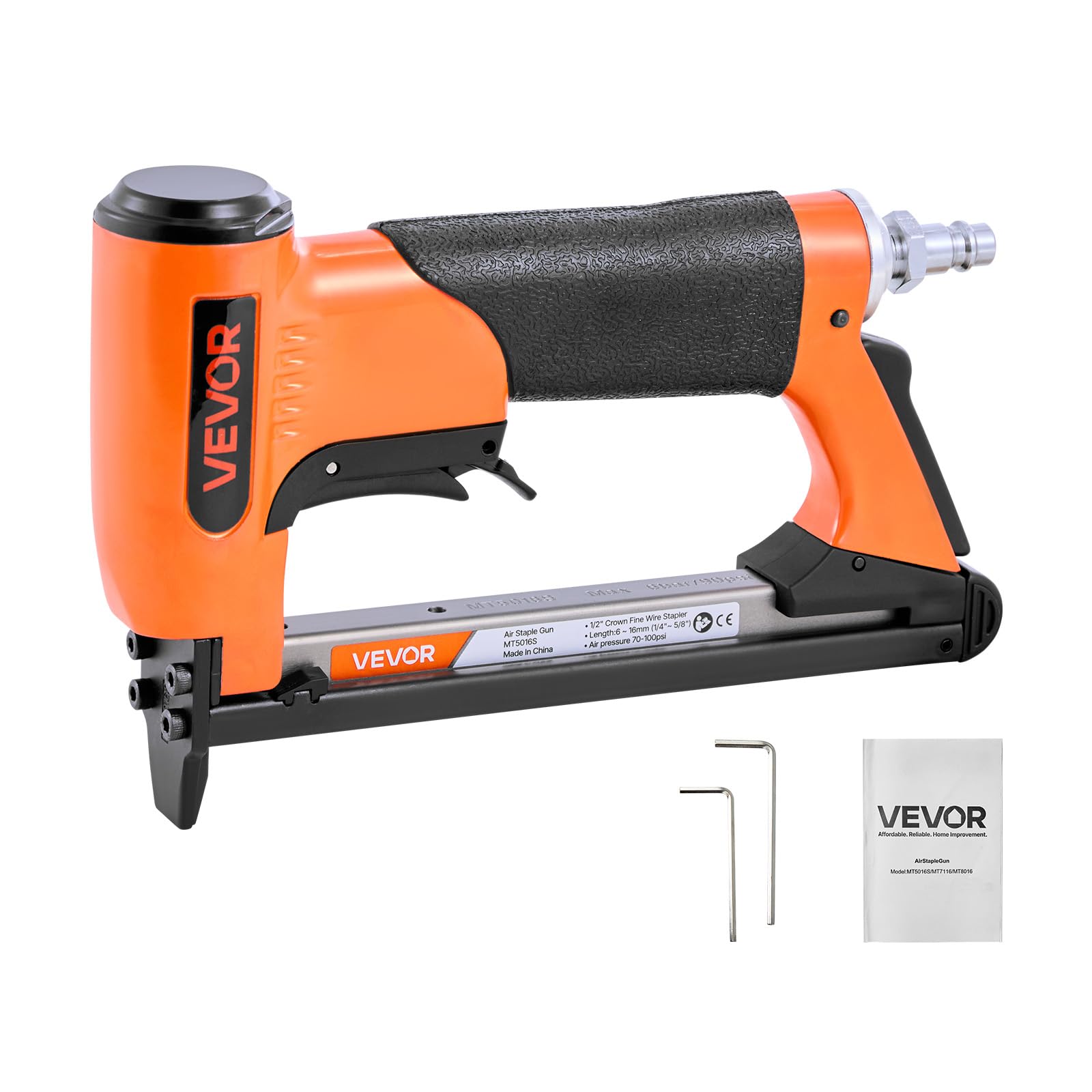 VEVOR MT5016S, agrafeuse pneumatique calibre 20, capacité 110 agrafes, aluminium