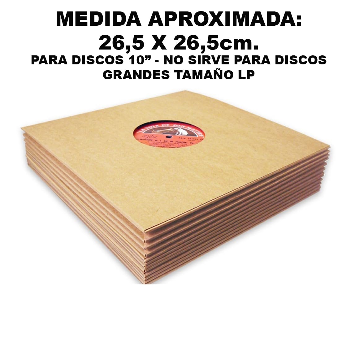 Fundas/Carpetas DE Carton Kraft para Discos DE GRAMOFONO 10" - Ref. 2326
