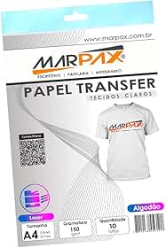 Papel Transfer Laser A4 Tecidos Claros 150g/m² Marpax 10fls