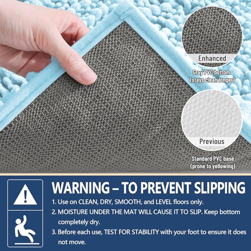 Image of Arotive Luxury Bathroom Ruuner Rugs 30x17, Extra Soft Thick Absorbent Shaggy Chenille Bath Rugs, Machine Wash Dry, Bath Mats for Bathroom Floor, Tub and Shower, Home Decor Accessories, Blue