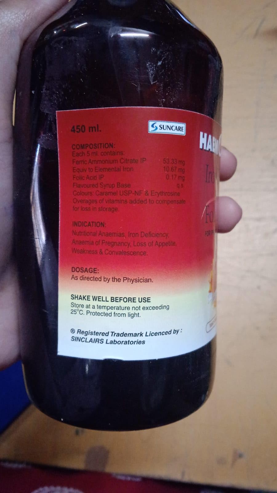 Haemocal Plus 450 ml- Orange Flavour | Improves Hemoglobin level | Anemia Syrup | Fast Acting | With Folic Acid and Vit B12 — Amazon image 3