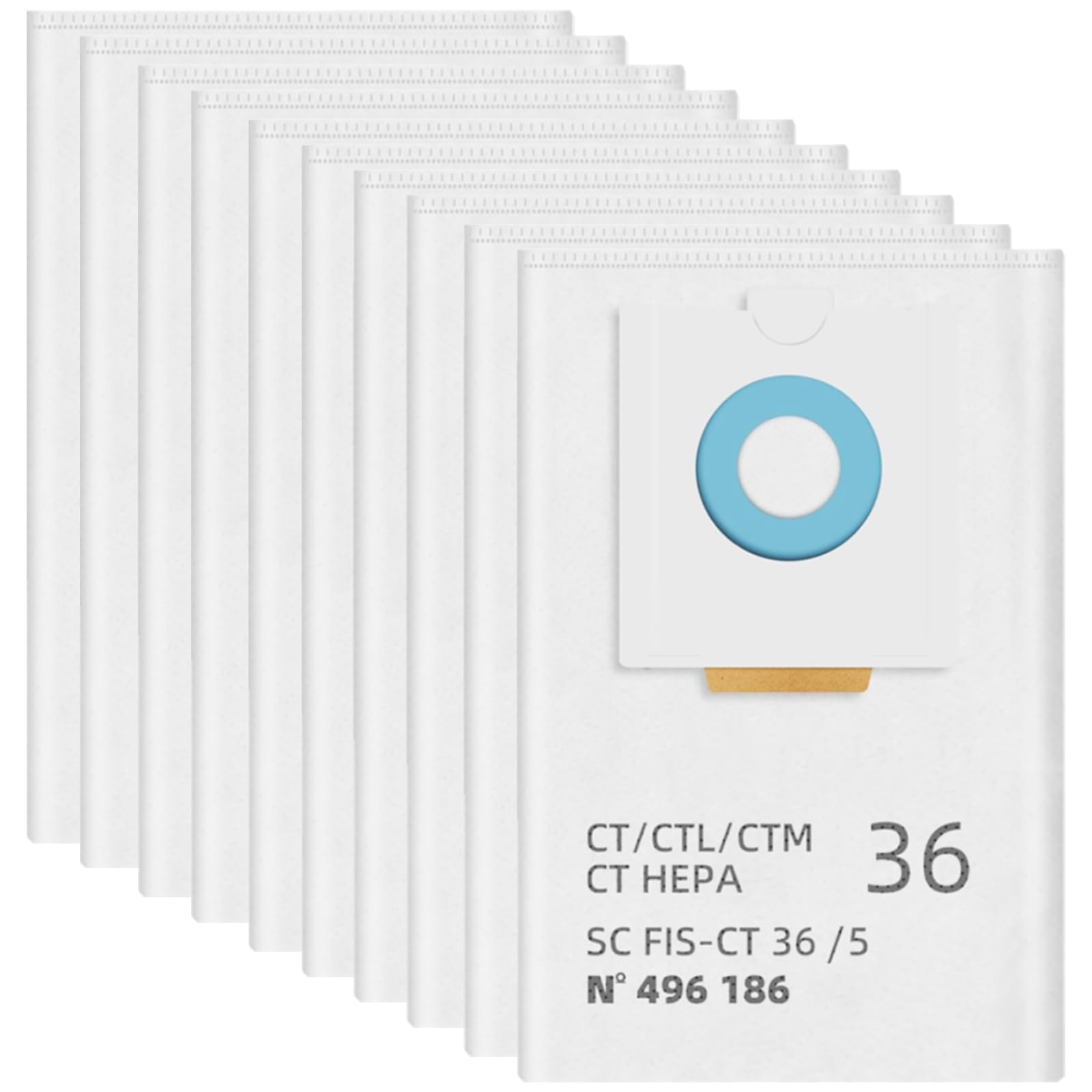 10 Pack 496186 SELFCLEAN Filter Bag for Festool CT 36, Festool 577084 CT 36 E, Festool 576760 CT 36 AC Dust Extractor