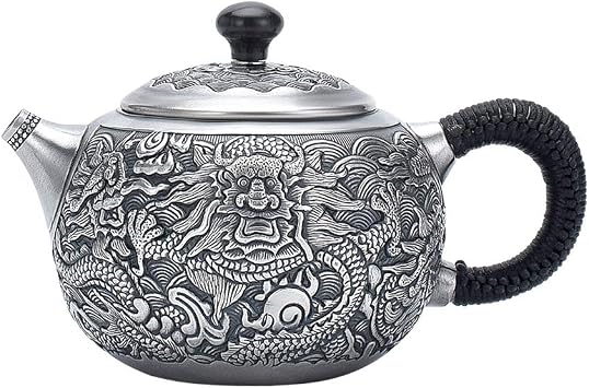 999 Sterling Silver Teapot, Refined Embossed Tea, Household Tea Set, Retro Distressed, Built-in Filter Kettle