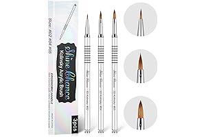 3Pcs Acrylic Flower Brush Set: The Finest Kolinsky Hair for Nail Art Precision