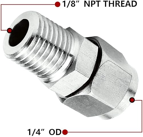 Miniatura 16 de Beduan Férula de montaje de compresión de acero inoxidable 304, tubo de 5/16 "OD x 1/4" NPT macho, adaptador recto conectar con virolas dobles