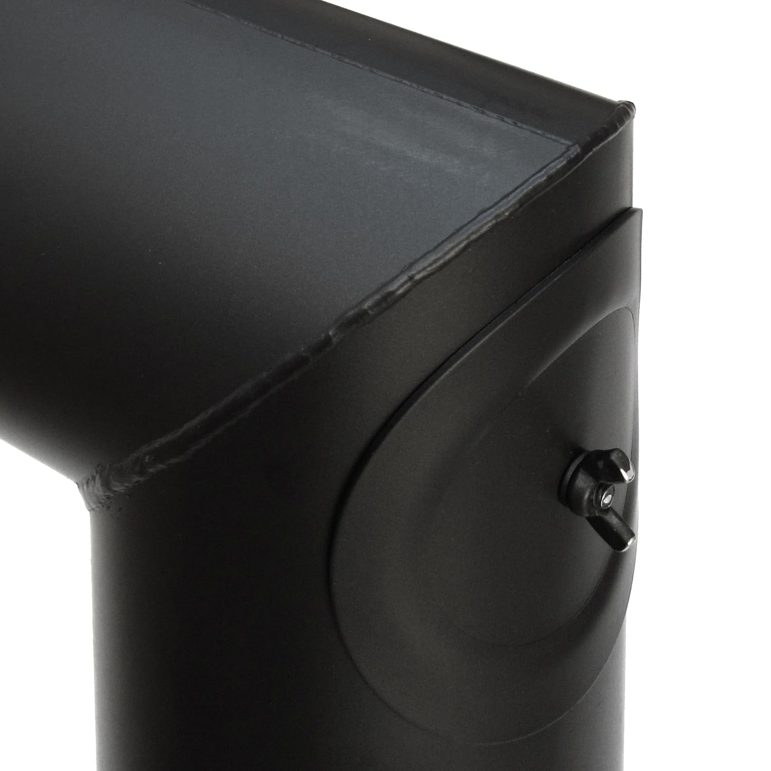 raik Rauchrohr Ofenrohr Set 150 mm zweiteilig schwarz 90 Grad Winkel integrierte Zugregulierung und Reinigungsöffnung 2 mm Stahl Senotherm Lackierung hitzebeständig bis 600 Grad
