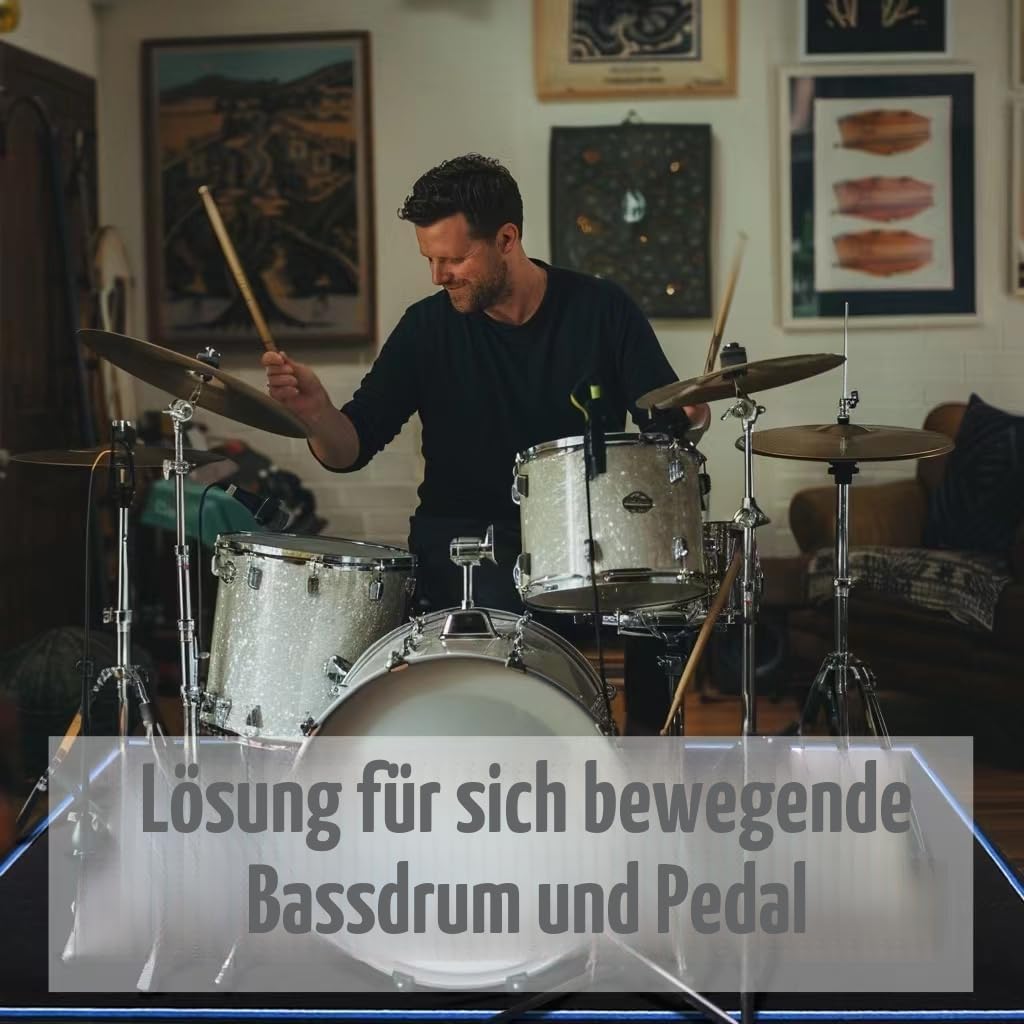 Aucuda Schlagzeugteppich 120x140cm rutschfest Schalldicht Drum Teppich Matte Schwarz