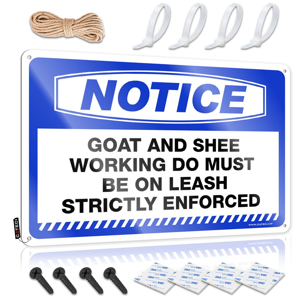 STWNVOITV Funny Room Decor Notice Goat & Sheep Working Dogs Must Be On Leash Tin Sign Tin Signs For Man Cave Metal Tin Signs Funny(30X40CM)