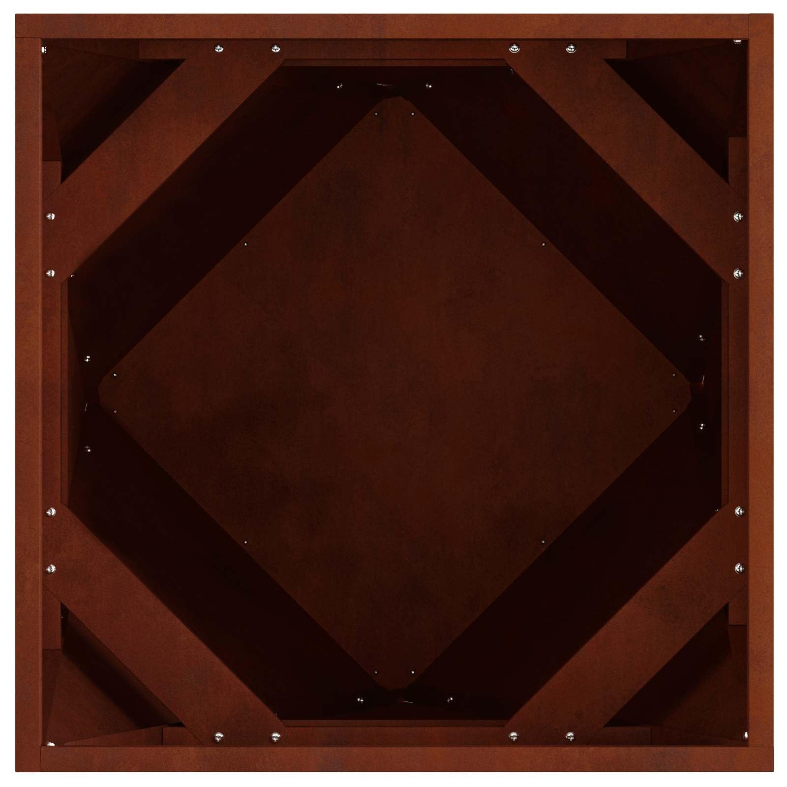 Pot de fleurs rouillé - 50 x 50 x 50 cm - Pot de fleurs carré en acier résistant aux intempéries pour jardin et terrasse - Jardinière robuste en métal pour l'extérieur