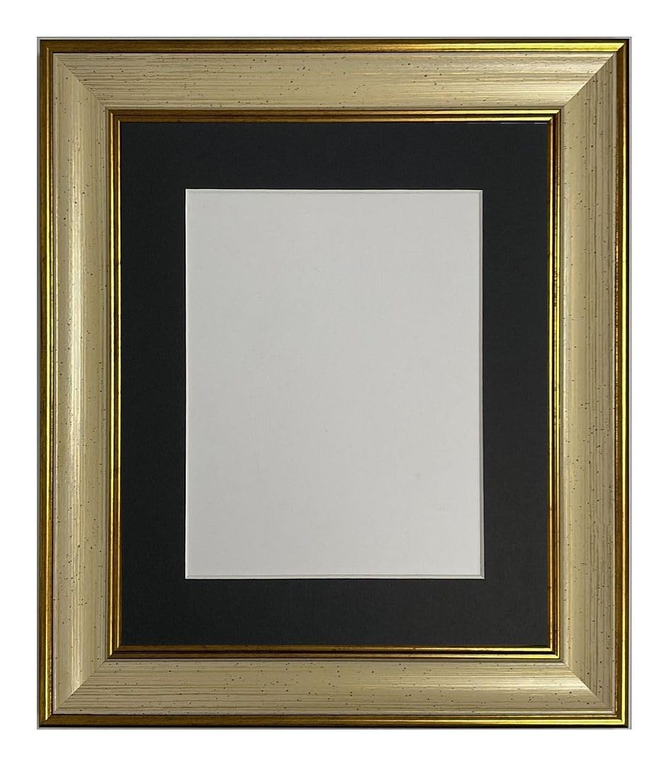 FRAMES BY POST Scandi Cream & Gold Picture Photo Frame with Black Mount 12 x 10 Image Size 9 x 7 โ image 1