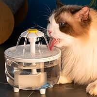 Bebedouro para Gatos e Cães, Fonte de Água Automática com Filtro, Bomba Silenciosa, Design de Flor, Transparente para Ver o Nível da Água, porta USB, tabuleiro anti-transbordamento