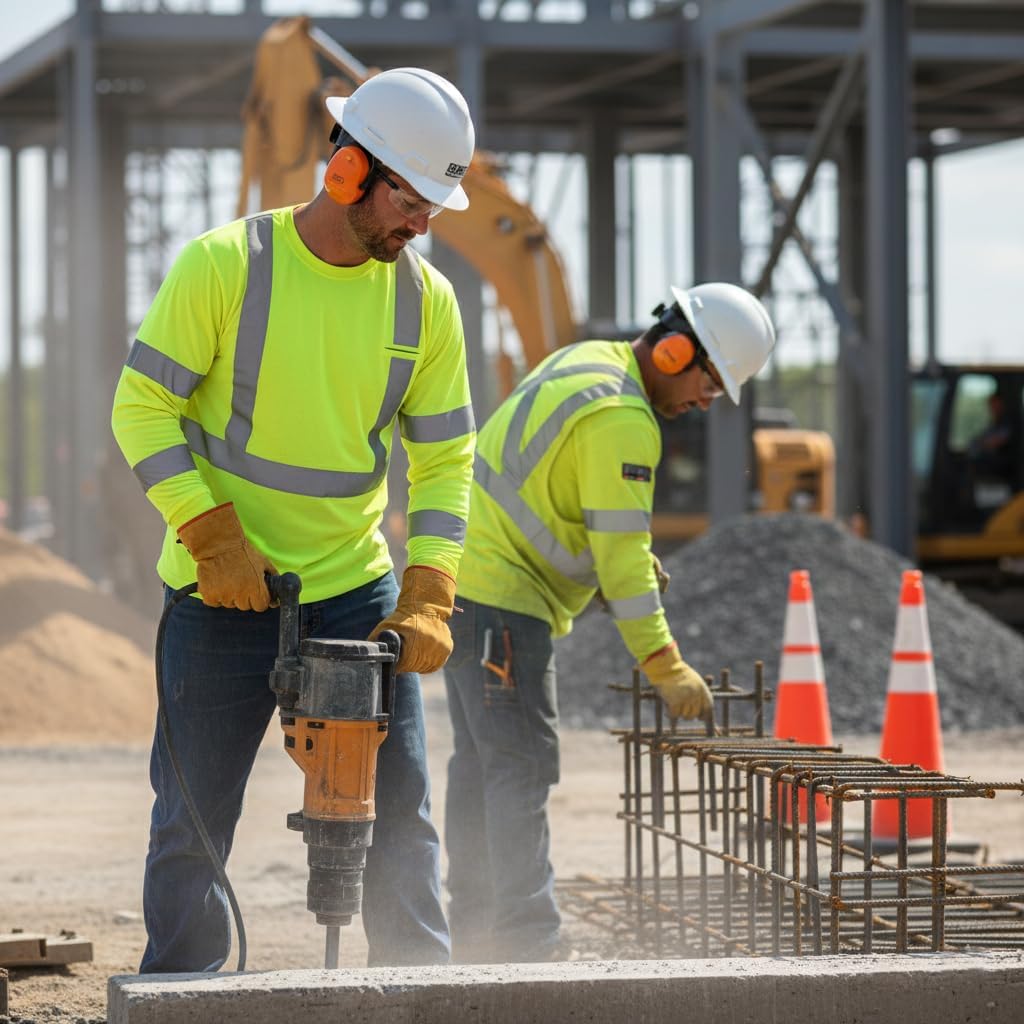 Lightweight FR t shirts for Men / 6 oz High Vis Reflective Fire Resistant & Anti Static Work Shirt for Safety
