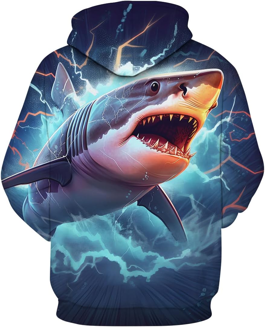 Men's 3D Printing Colorful Shark Cool Graphic Hoodie Hoodies Marine Organism Hooded Sweatshirts - Image 2