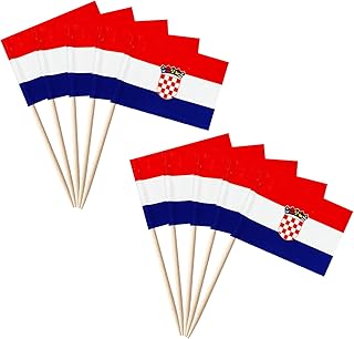 stidsds 100 Pcs Croatia Flag Croatia Toothpick Flags Mini Small Croatian Cupcake Toppers Stick Flags Banner Party Cocktail Fruit Decoration