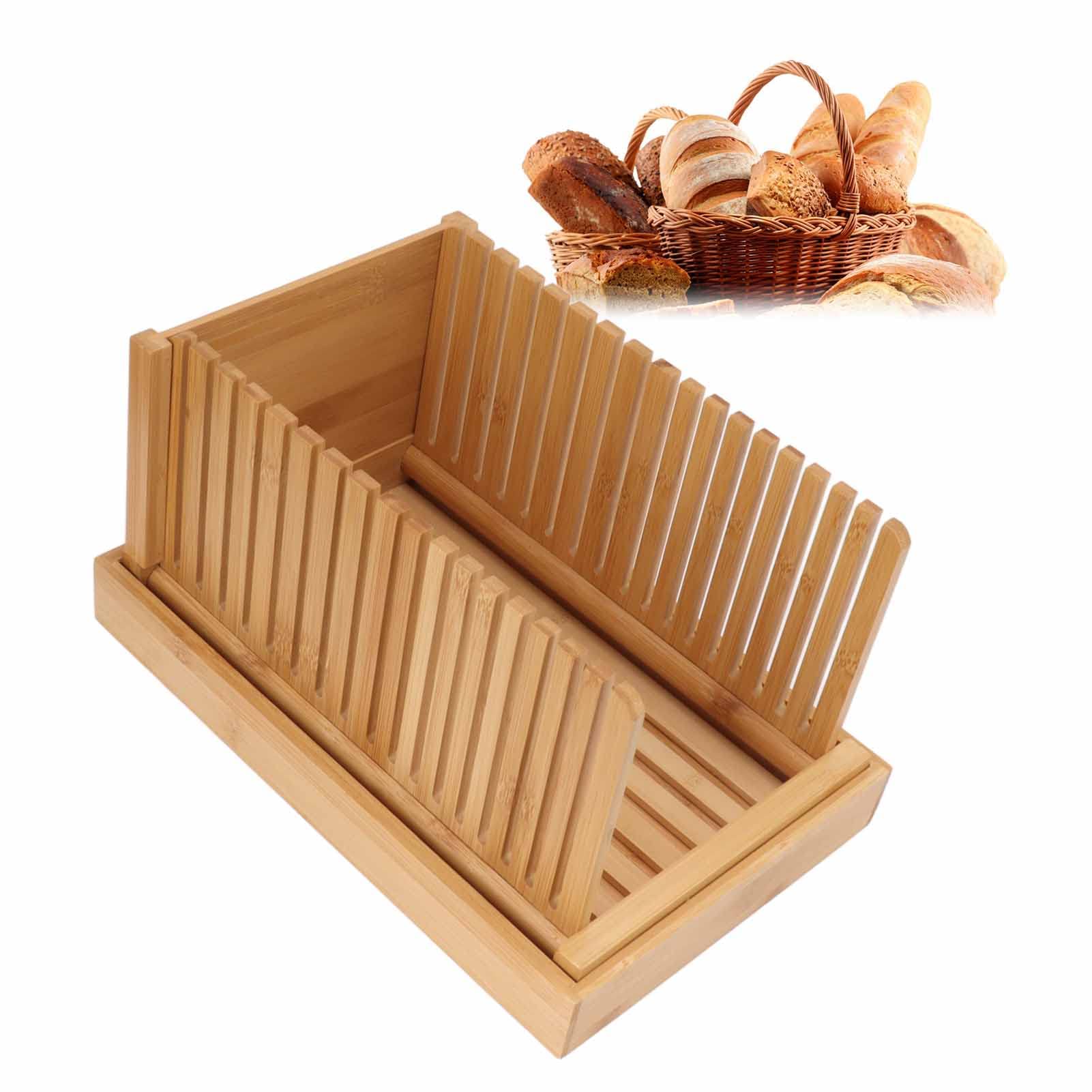 Rebanadora de Pan Plegable, Guía de Acero Inoxidable para Cortar Pan Casero, con Placa Inferior para Migas, Herramienta de Repostería para Cocina