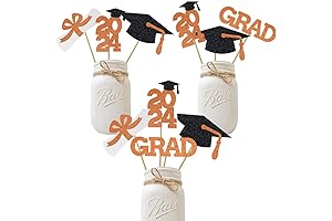 Personalized Orange Glitter Class Graduation Table Sticks Centerpiece
