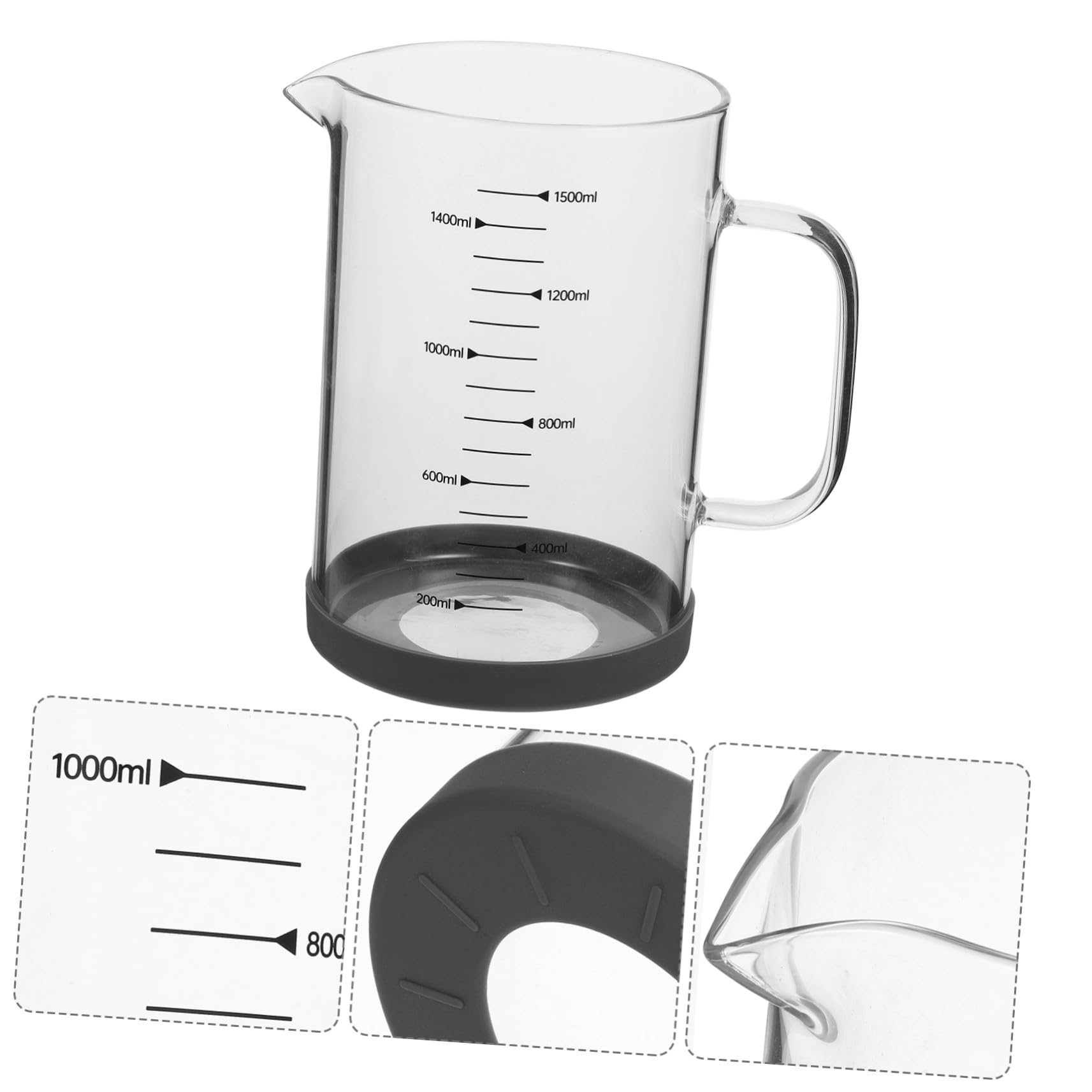Taza Medidora de Vidrio Borosilicato Portátil con Mango para Líquidos Precisión Café y Cocina