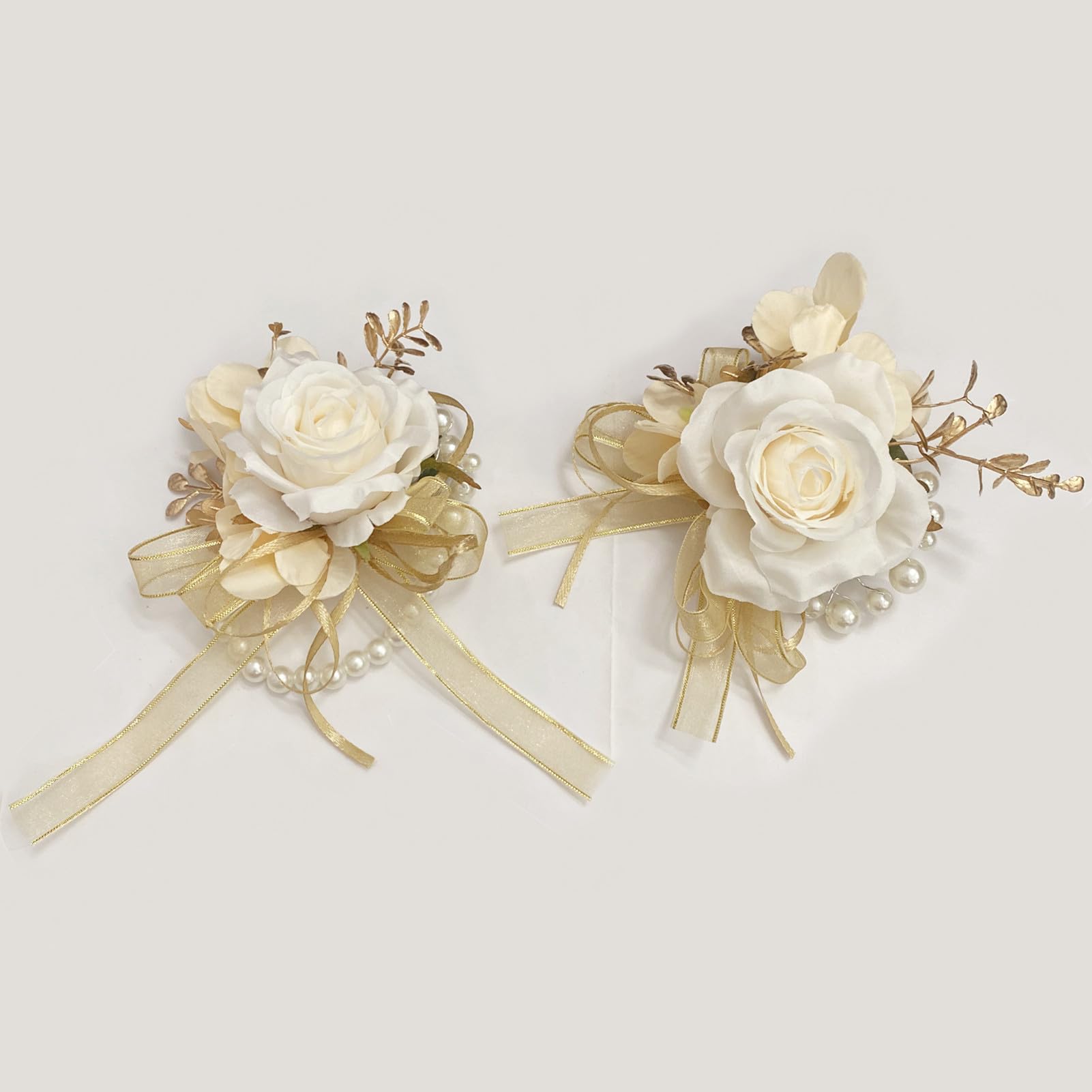 Yokoke Corsage und Boutonniere Set, handgefertigte künstliche Pfingstrose, Rose, Handgelenk, Ansteckblume und Bräutigam - Image 2