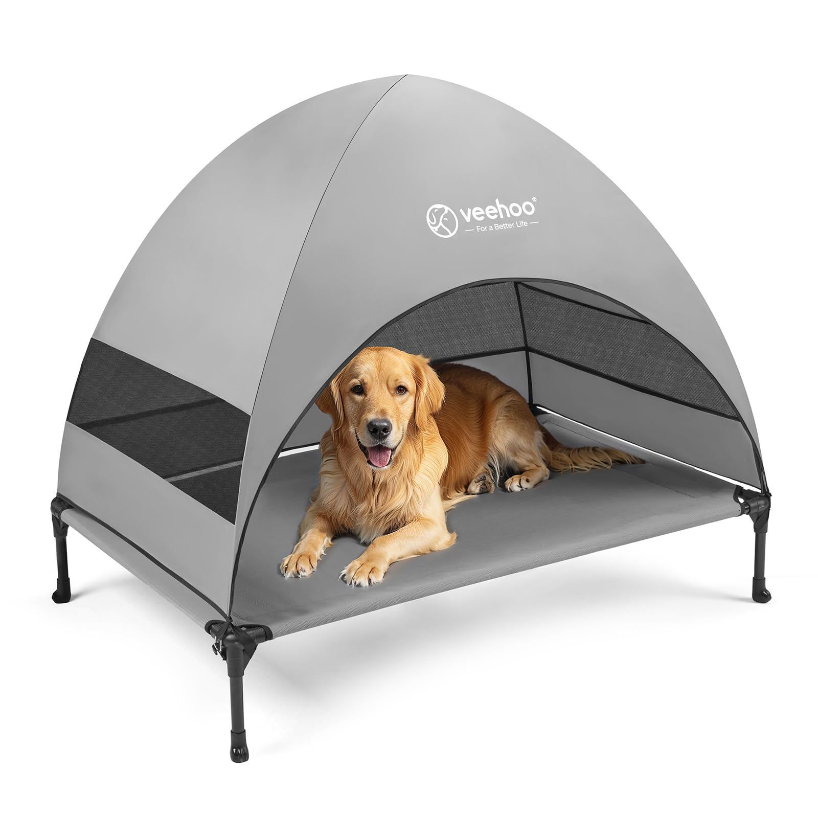 Veehoo Outdoor Dog Bed With Canopy Cooling Elevated Pet Cot