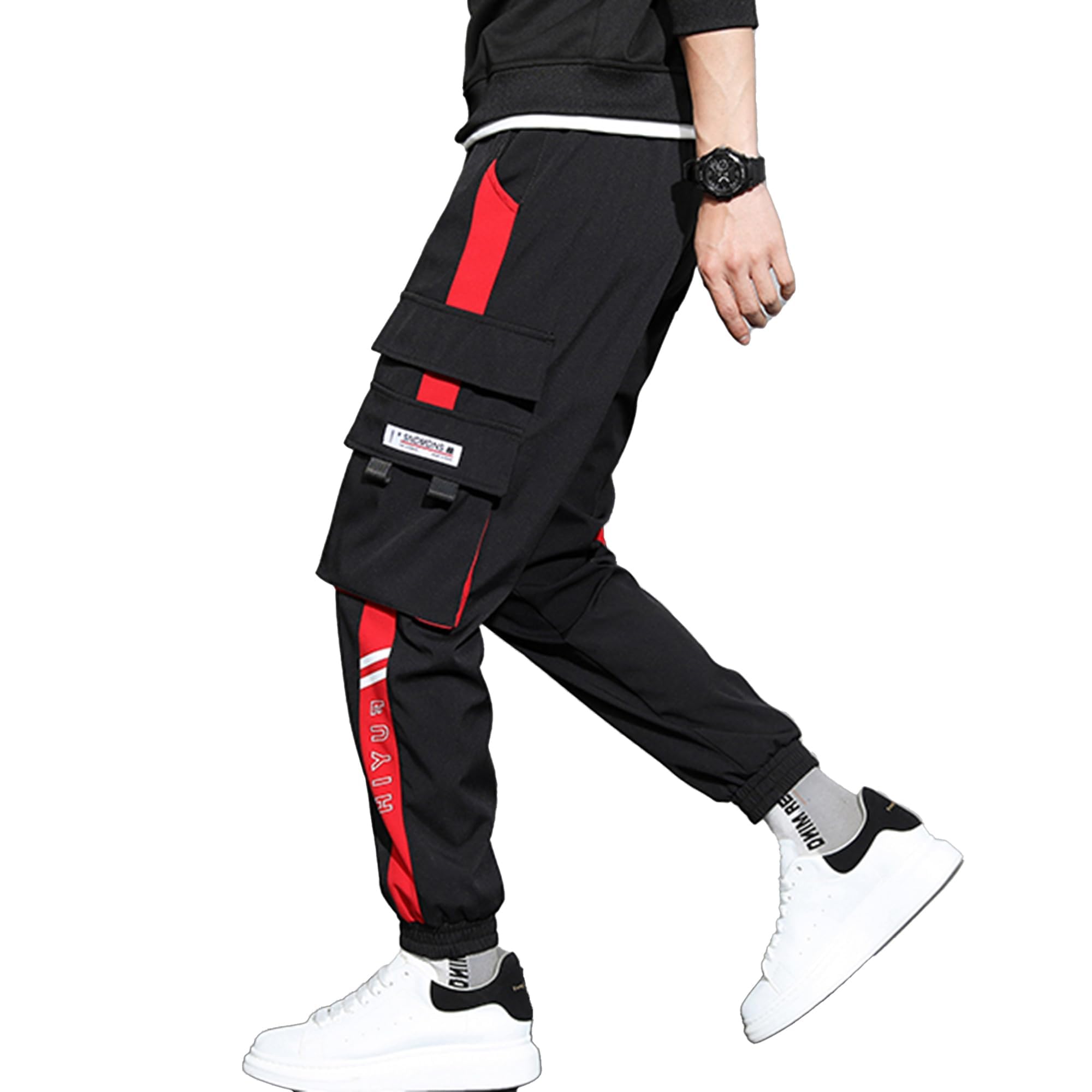 XYXIONGMAO Pantaloni sportivi casual da uomo Streetwear Pantaloni sportivi larghi Casual Techwear Hip Hop Pantaloni della tuta neri Pantaloni cargo da uomo
