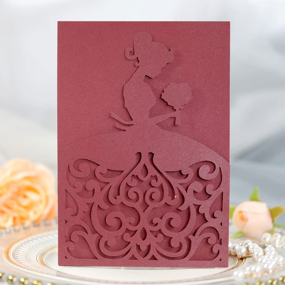 Kit 40 Inviti Matrimonio Fai-da-Te FOMTOR | Taglio Laser Vuoti Con Carta E Buste | 7x4.7 Pollici, Blu