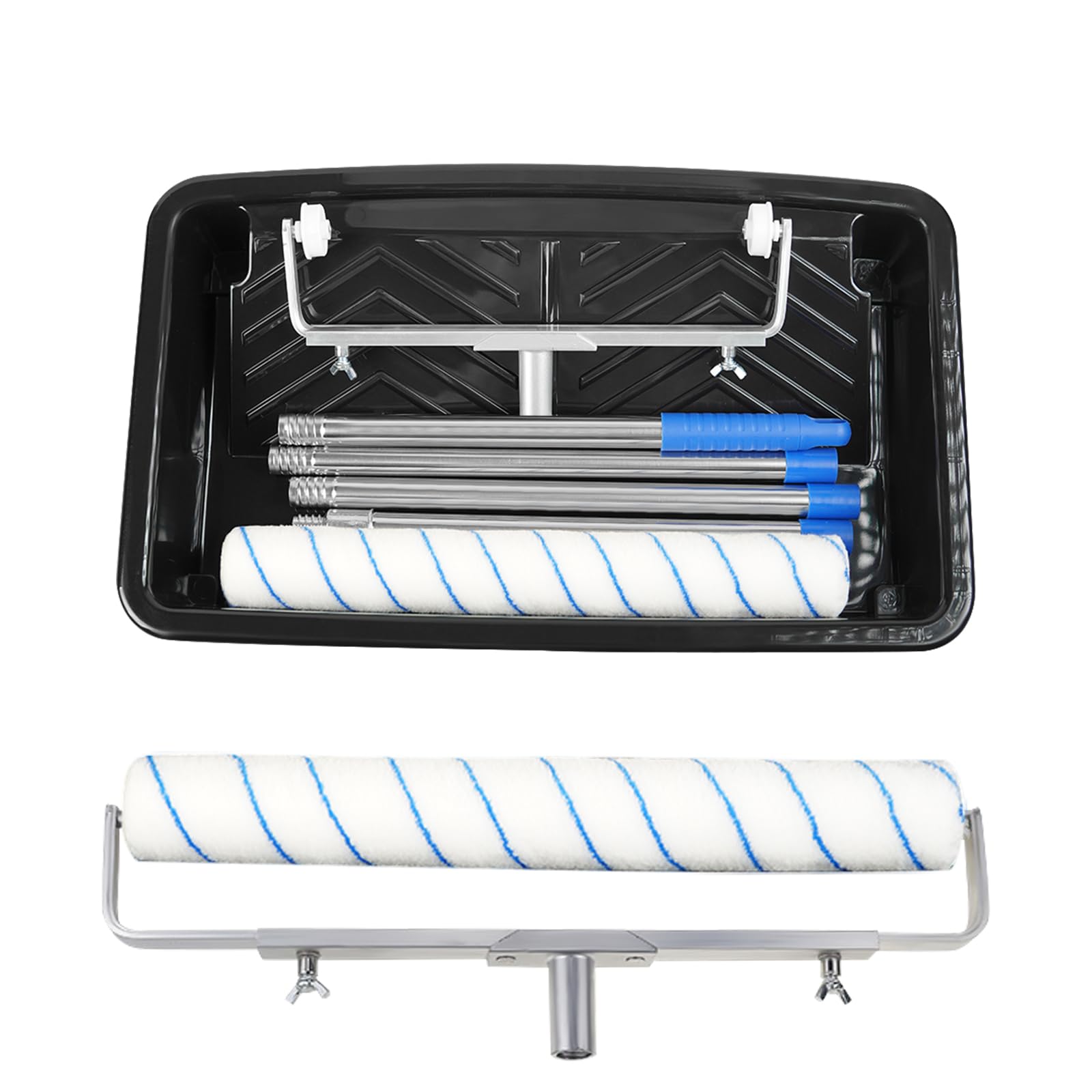 Ensemble de rouleaux de peinture et plateaux avec 2 manchons de rouleau de peinture de 45,7 cm, manche d'extension de rouleau de peinture, ensemble de rouleaux pour peinture, rouleau de peinture long