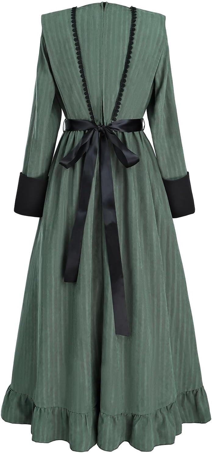 FCCAM Victorian Dress for Women Long Sleeve 1800s Edwardian Dress Ruffle Maxi Medieval Renaissance Costume - Image 3