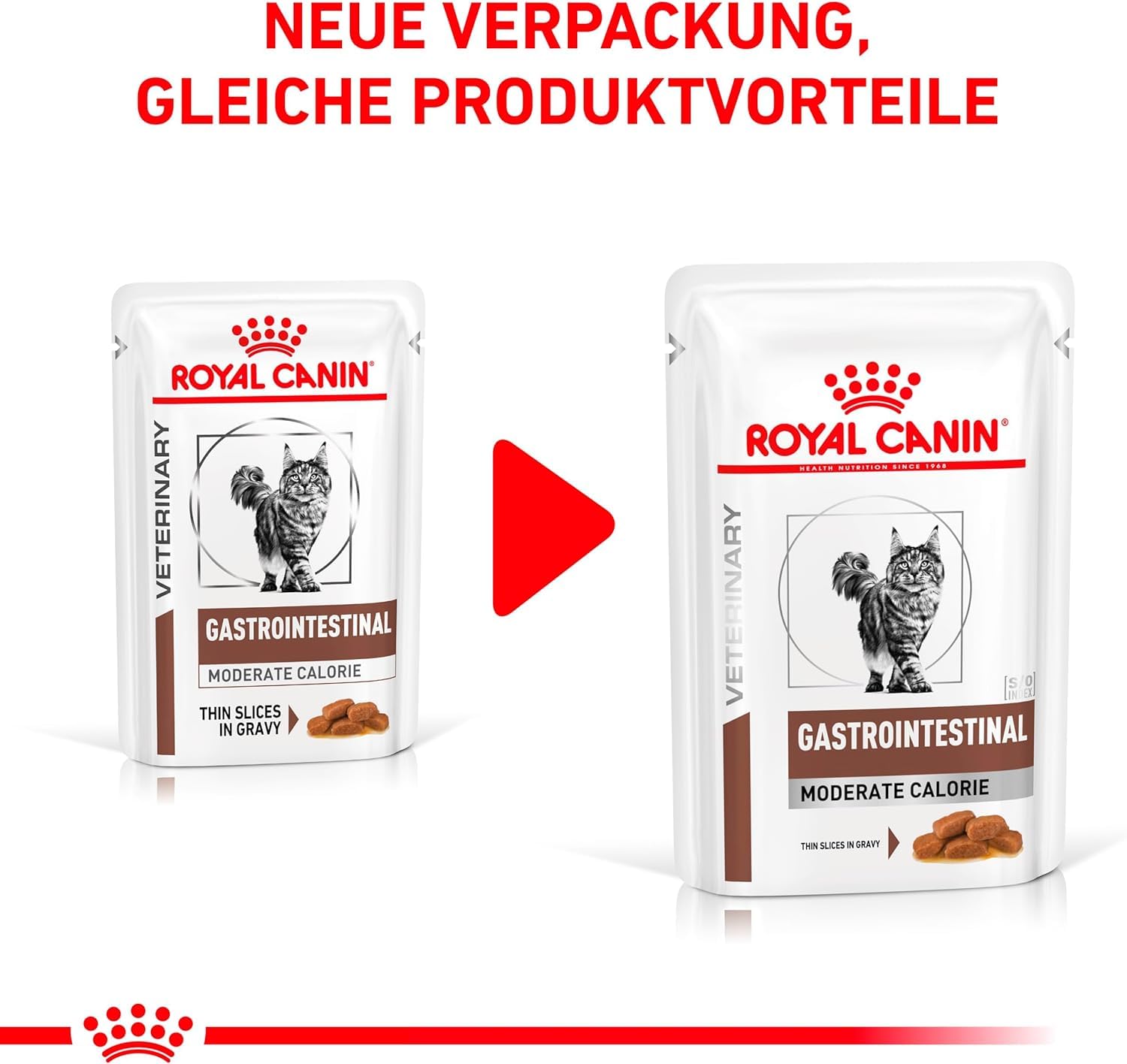 Gastrointestinal Moderate Calorie | Nassfutter für Katzen | 4 x 12 x 85 g | Royal Canin Veterinary | Diät-Alleinfuttermittel | Zur Linderung akuter Resorptionsstörungen des Darms