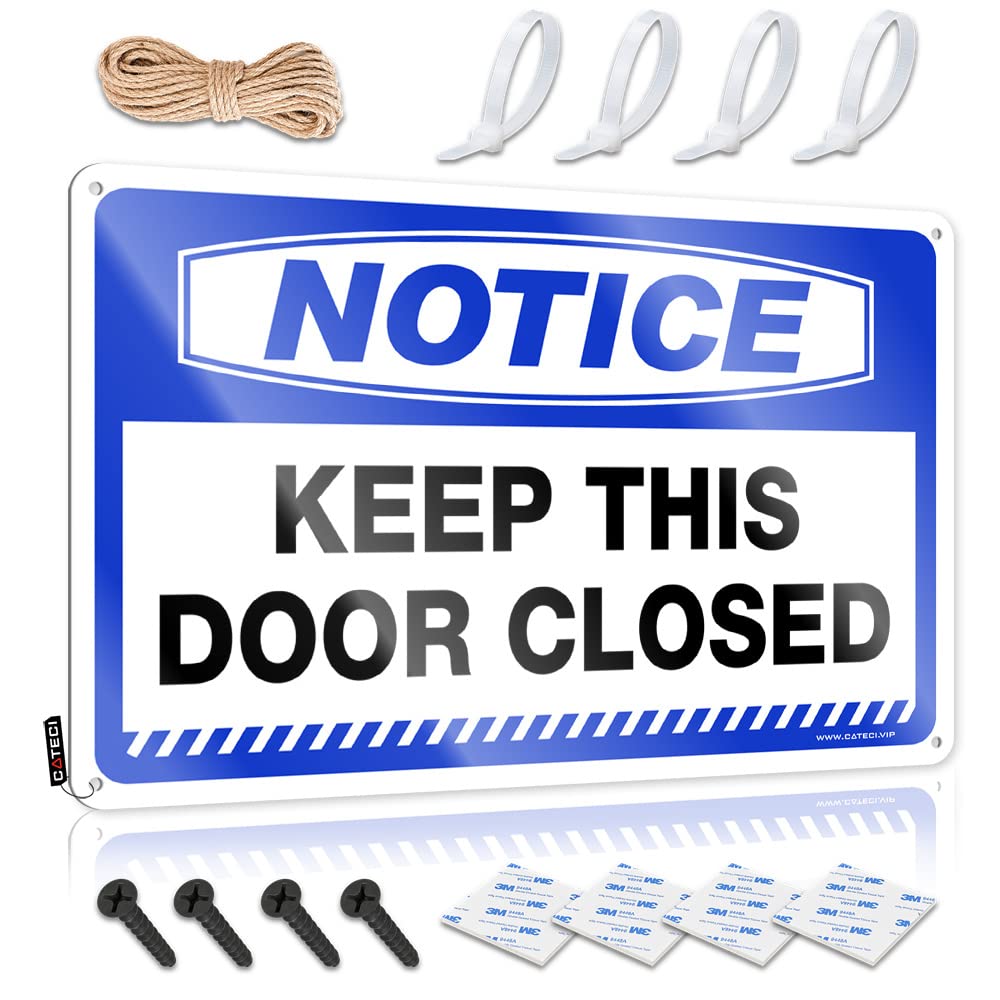 STWNVOITV Boys Bedroom Accessories Notice Keep This Door Closed Tin Sign Bar Funny Signs Mancave Signs And Decor(20X30CM)