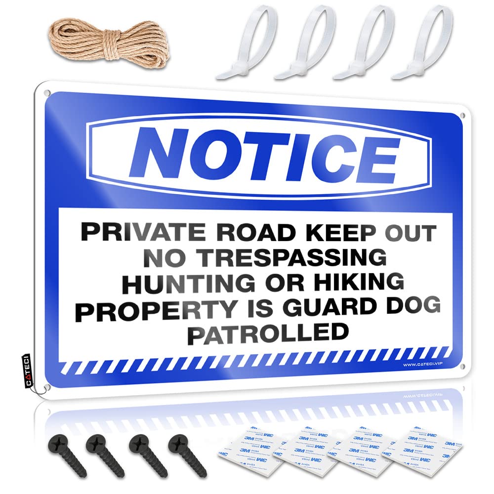 Notice Private Road Keep Out No Trespassing, Hunting Accessories Funky - Print Funny Sign Wall Art Decoration(30X40CM)