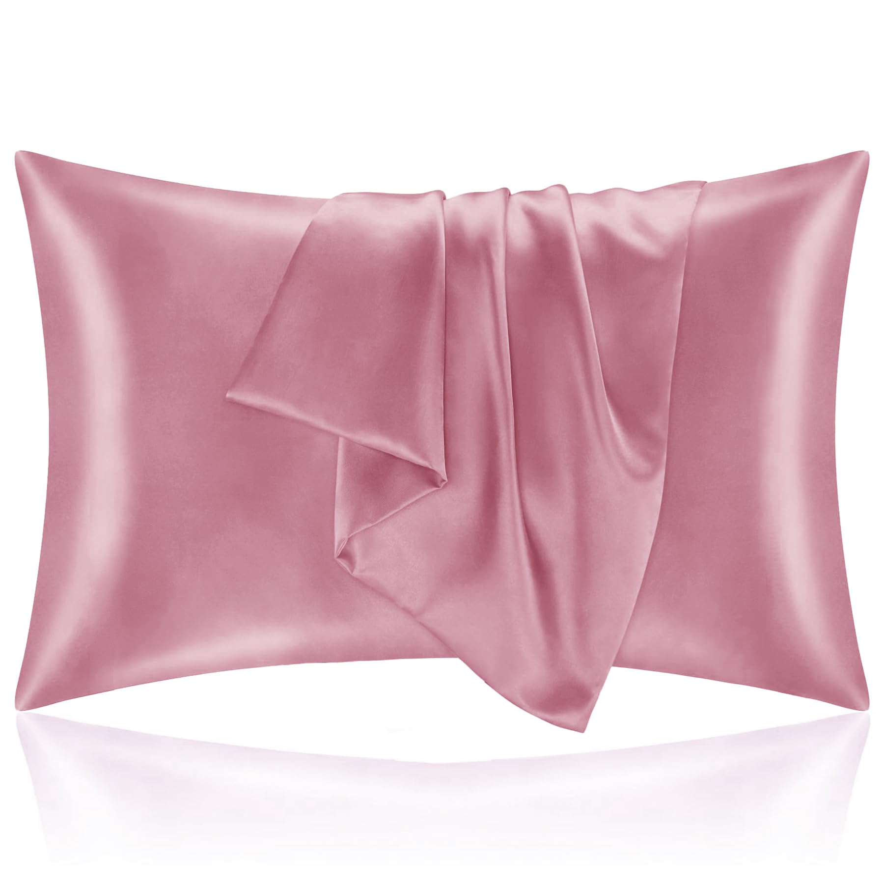 Pillow Cases Bed 40 x 70 cm Satin – Silky Pillowcase Protect Skin and Hair – OEKO-TEX – Super Soft and Hypoallergenic – 2 Pieces Pillowcase with Zipper Fuchsia