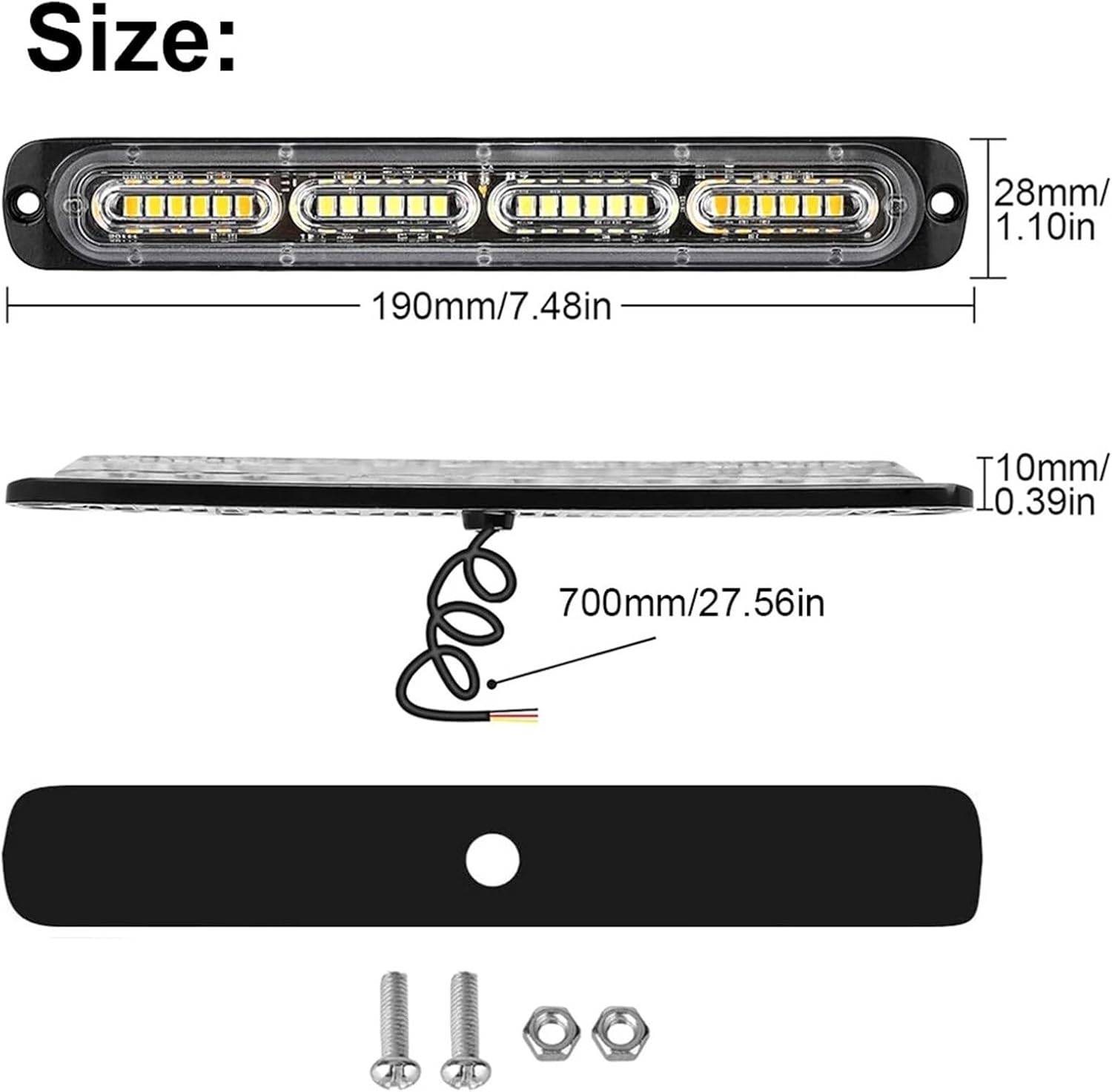 Car Grille Strobe Light Daytime Running Lights Truck Carriage Side Pickup taillights LED Emergency Flash Signal Lamp(1pcs Blue)