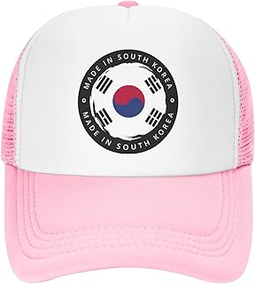 AHMOVOMAH South Flag Korea Mesh Trucker Hats for Mens Womens Casquette Girls Boys Snapback Baseball Caps Pink