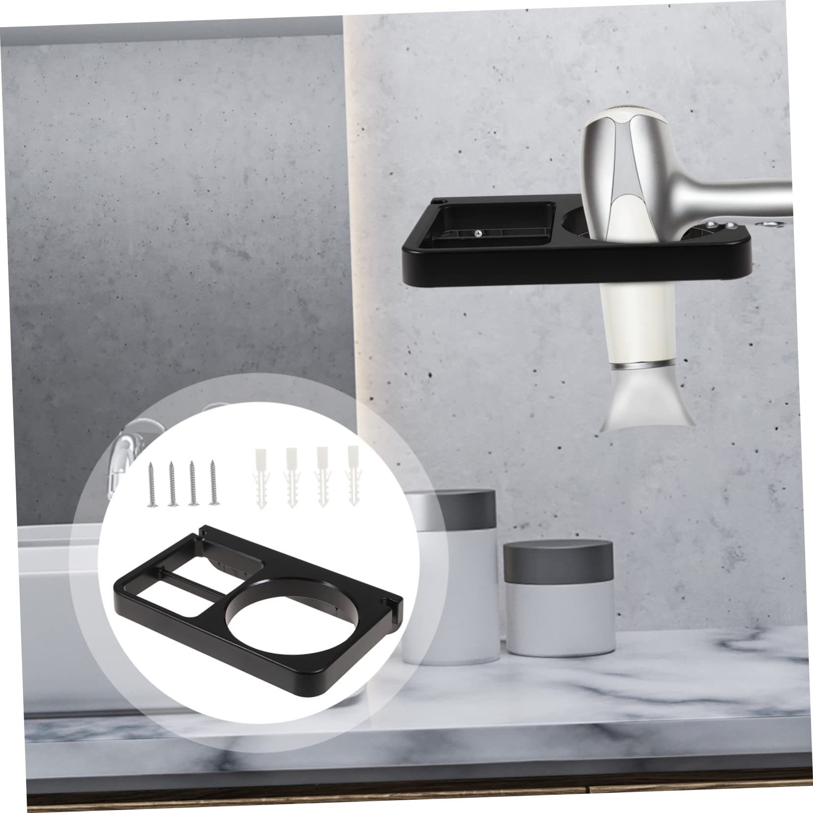 Ipetboom Hair Dryer Wall Rack Hair Dryer Storage Bracket Bathroom Holder Small Wall-mounted Accessory