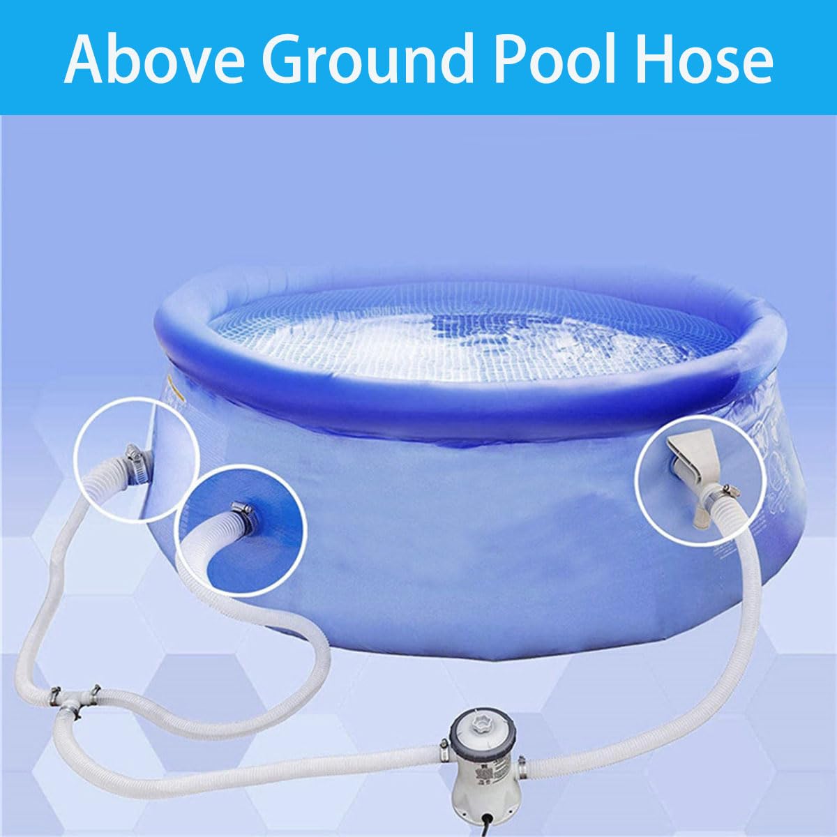 Tuyau piscine, 2Pcs 32mm Tuyau pompe piscine Rechange pour Intex 330, 530 et 1000 GPH, 150cm/59in Hose pour Piscine Hors Sol