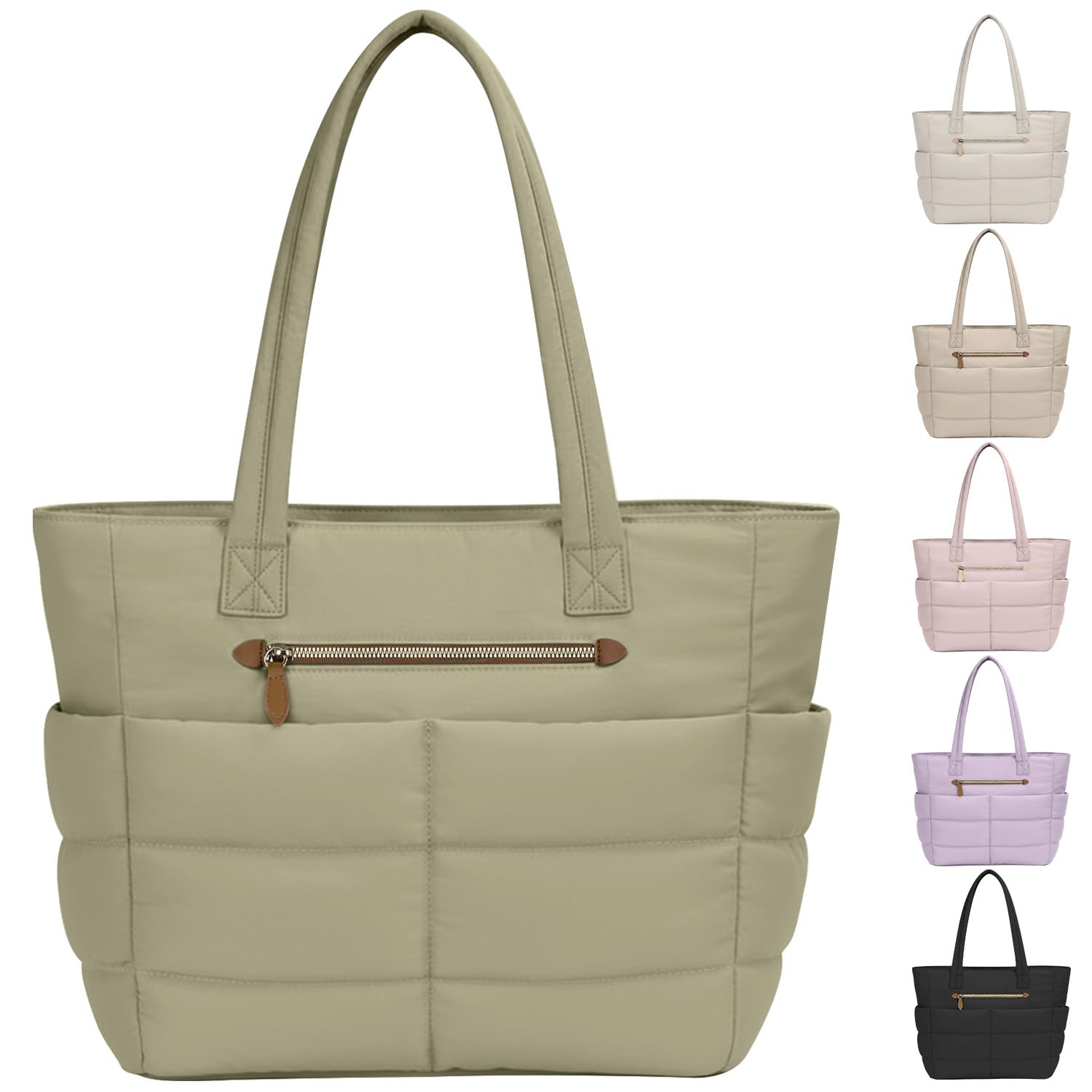 ELONGRIVER Large Tote Bag for Women Lightweight, Quilted Womens Work Shoulder Bag Cute Handbags for Women