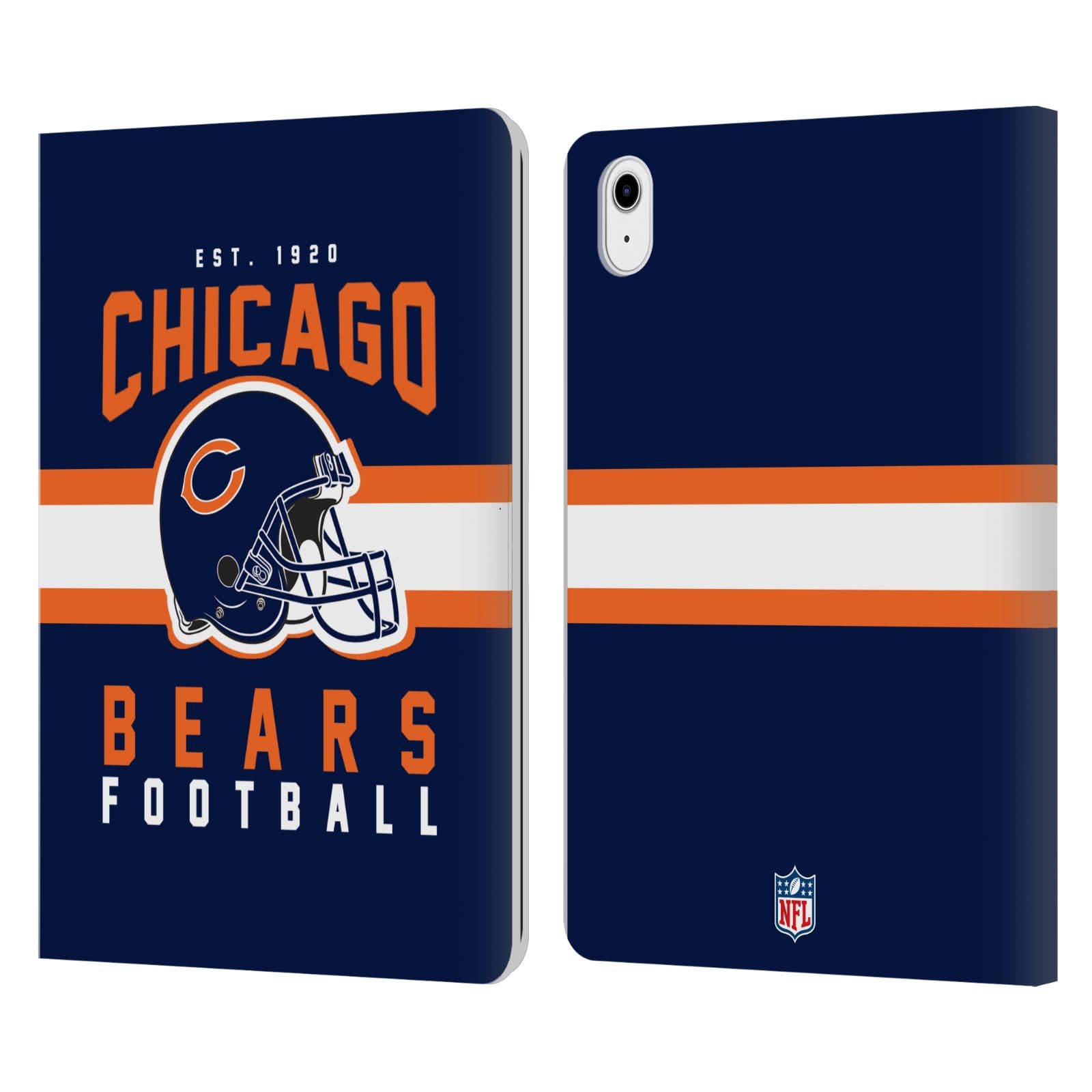 Funda Chicago Bears iPad Air cuero libro con tipografía de casco NFL 7