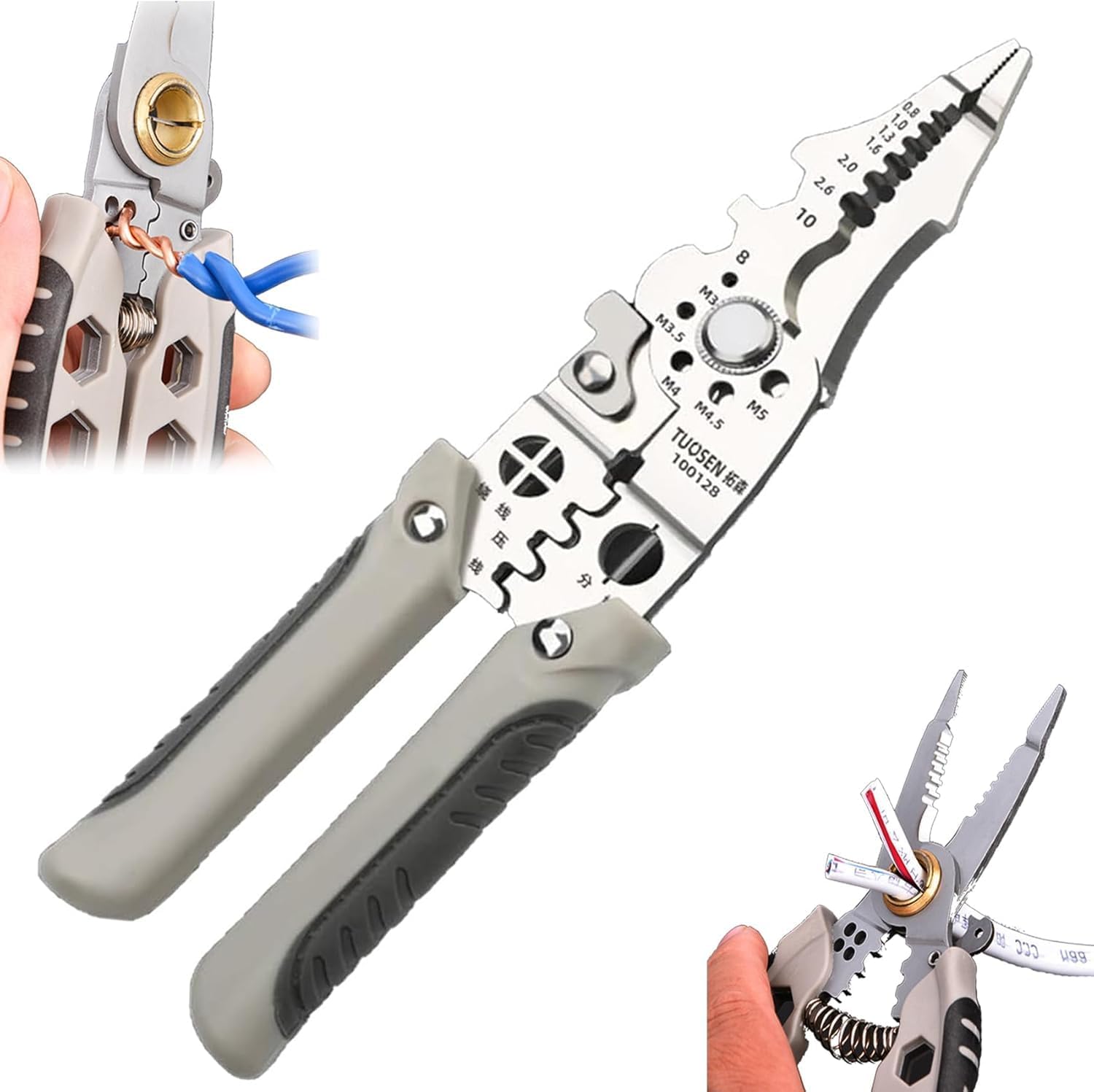 TONSYL All in 1 Multifunction Stainless Steel Wire Stripper/Wire Crimping Tool, Wire Cutter, Wire Crimper,Cable Stripper,Wiring Tools and Hand Tool Electricians Tools for Cutting Stripping