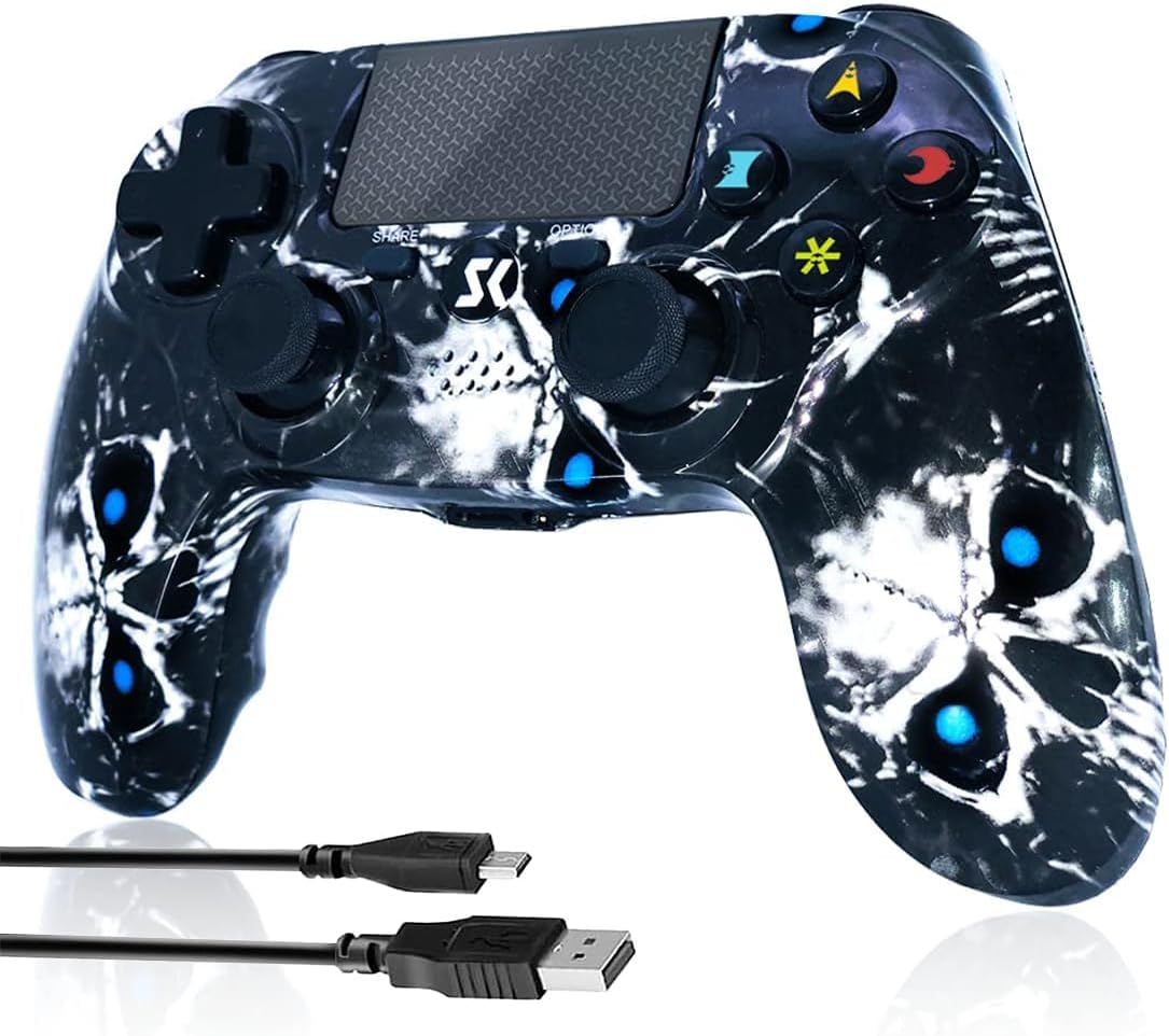 Controller for PS4, Wireless Controller Black for Sony PlayStation 4/Slim/Pro, Remote Control with Double Vibration/6-Axis Motion Sensor/Sensitive Touch Pad/Speaker & 3.5mm Audio Jack/800mAh Battery