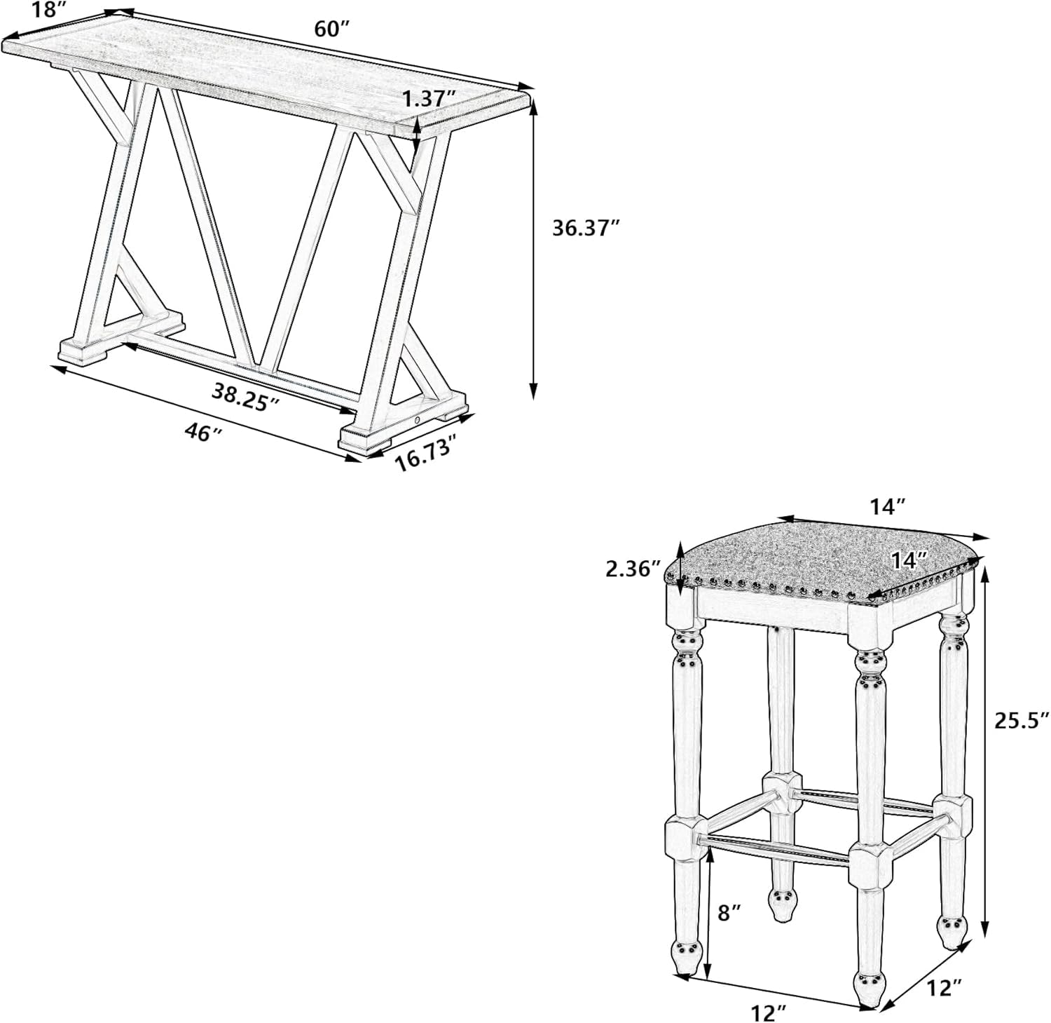 バーカウンター Amazon.com - MhaRt 5 Piece Bar Table Set with Stools Counter
