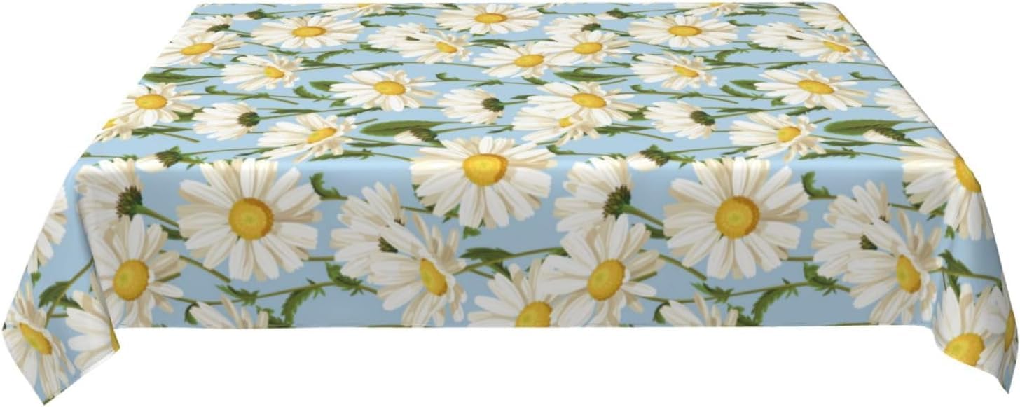 Kwadratowy obrus 160 x 160 cm wiosenne kwiaty, tkanina poliestrowa odporna na plamy i zmywalna, ochraniacz na stół dla 4-6 osób, do użytku w kuchni, salonie, wewnątrz i na zewnątrz, 6742v