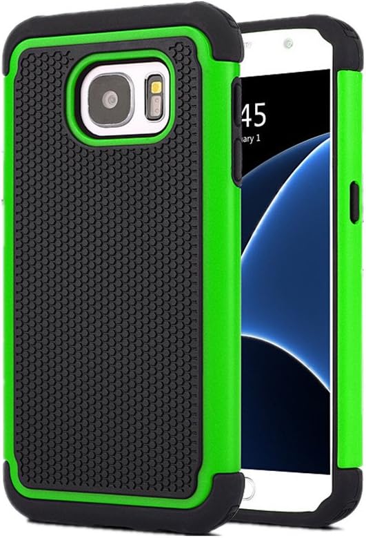 Galaxy S7 Case, KONEA S7 Case [Heavy Duty Protection] [Shock Absorption] [Drop Protection] Football lines Premium Dual Layer Case Cover for Samsung Galaxy S7 2016 (Green)