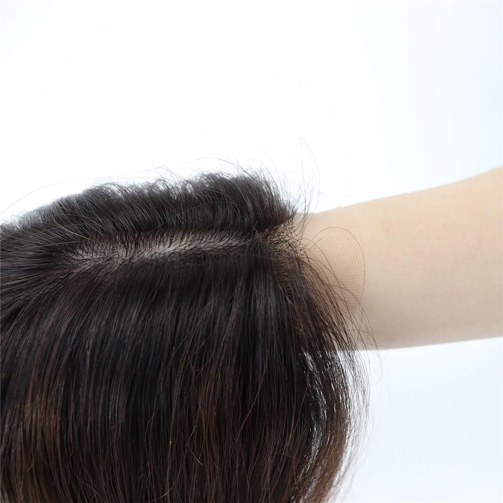 Ombre brązowy jedwabny top włosów Remy włosy top jedwabny top z przodu koronka z przodu naturalna linia włosów z klipsami ozdoba do włosów dla kobiet(20 INCH)