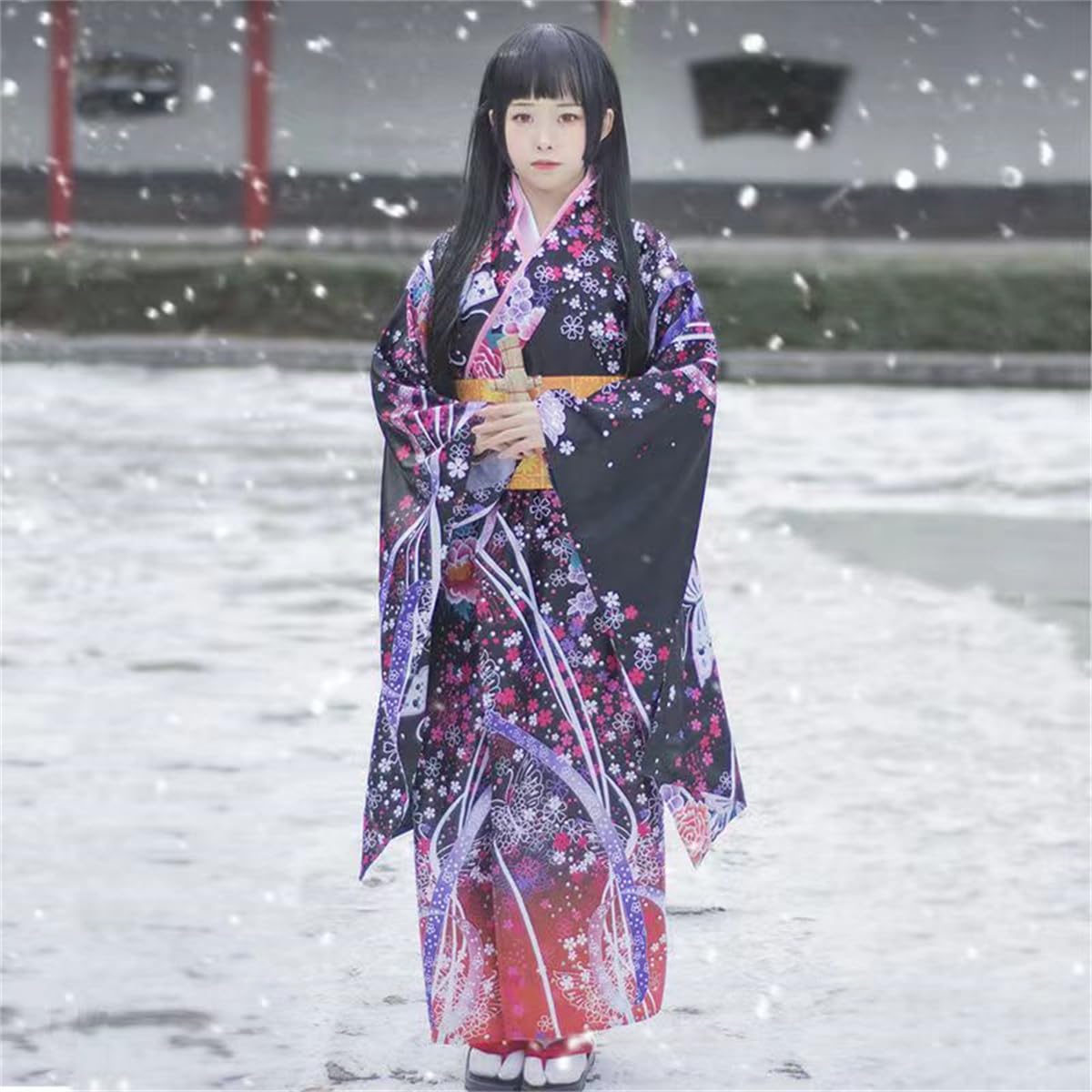 Amazon.co.jp: Hicoo 地獄少女 閻魔あい コスプレ衣装 振袖和服 浴衣