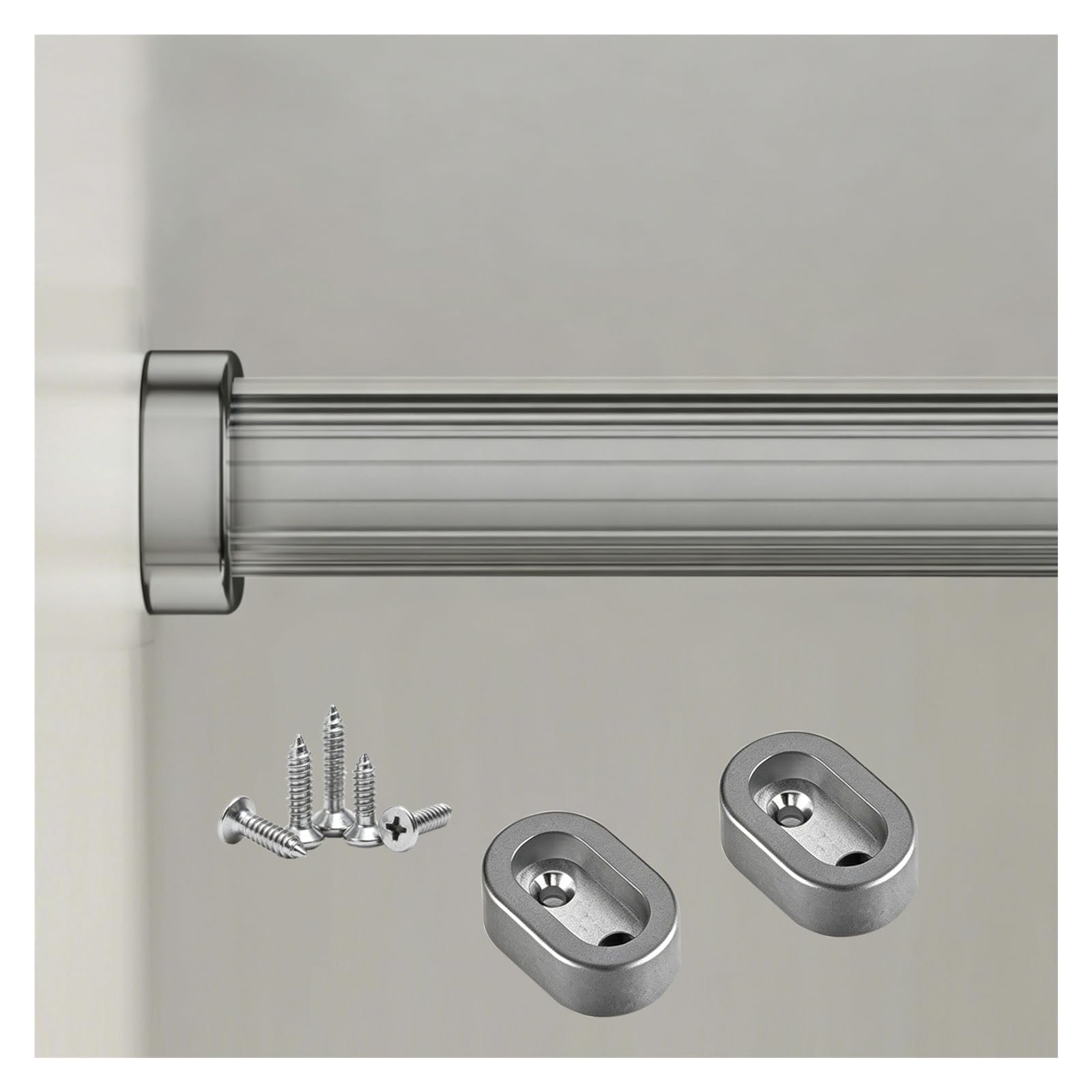Customizable Wardrobe Rod 12 24 48 60in, Aluminum Non-slip Closet Rods for Cupboard/Clothing Store/Laundry, Sturdy Garment Bar with End Supports(Gray,Closet Width 22"/55.9cm)