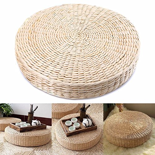 XdiseD9Xsmao Soft Durable Natural Straw Yoga Seat Cushion, Handmade Round Straw Weave Pillow Floor Yoga Zen Chair Seat Mat Cushion Pad