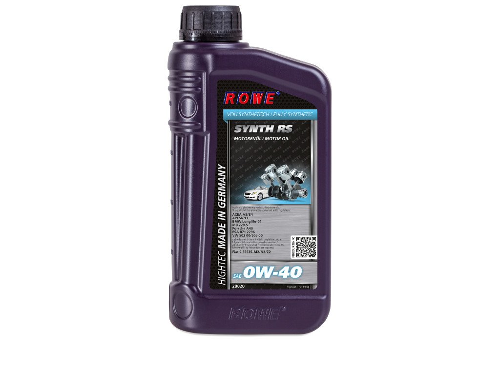 ROWE - 5 + 2x 1 Liter HIGHTEC SYNTH RS SAE 0W-40 Motorenöl - PKW Motoröl für moderne und sportliche Pkw-Otto- oder Dieselmotoren, mit und ohne Turboaufladung