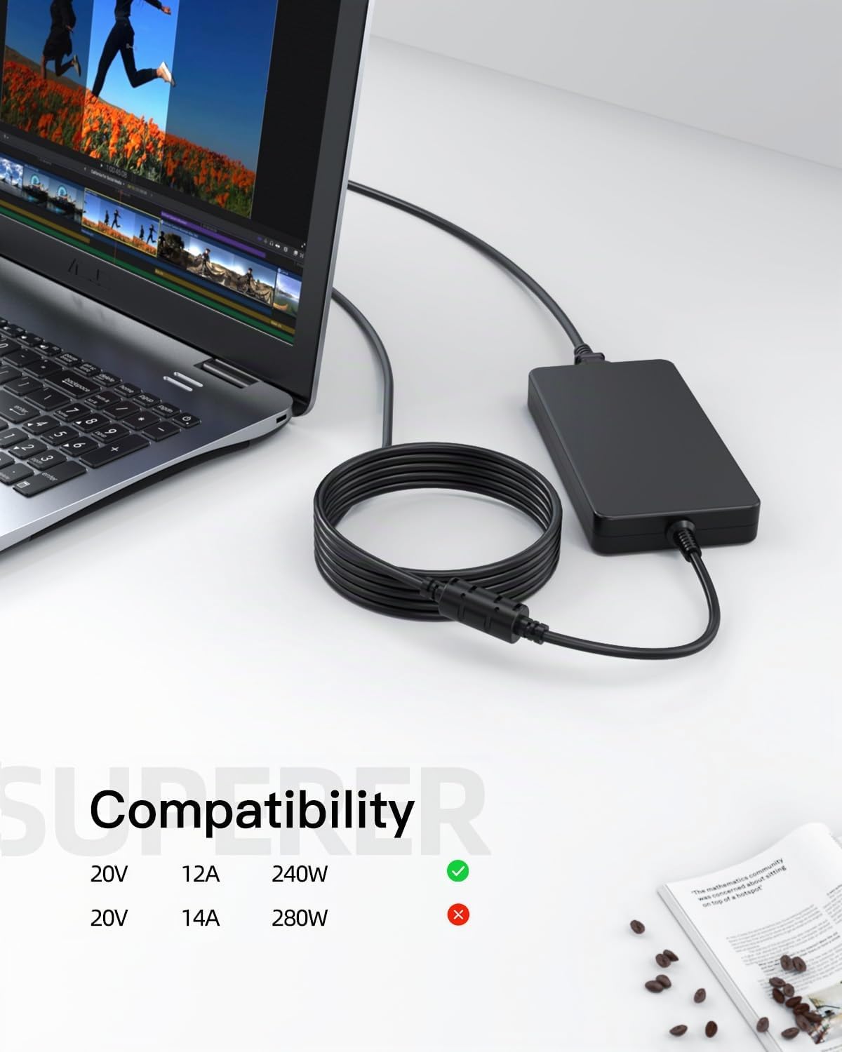 Superer 240W Cargador Compatible con MSI GP66 GP76 GT76 GS77 GP77 Titan DT | Stealth 16 17 Studio Creator Z16P Z17 Creator Pro Z16P Alpha 17 C7V Adaptador Cable de Alimentación para Ordenador Portátil